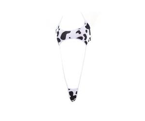 YUANMO Women's Cow Print Bikini Set Cute Polka Dot One-Piece Swimsuit Sling-Style Swimwear