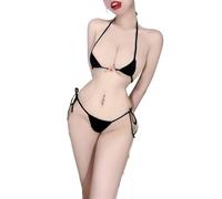 YUANMO Women's Sexy Bow Bikini Set, Thin Strap Triangle Cute Swimsuit, Side Tie Low Waist Thong Swimsuit