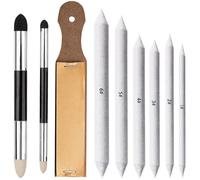 Yuannee Art Blenders Set,9 PCS Double Ended Blending Stumps and Tortillions Reusable Sketch Rubbing Tools Blending Sponge Pens Sandpaper Sharpener for Artist Painting Enthusiast Charcoal Sketch