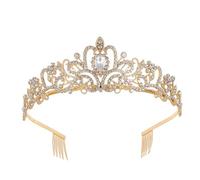 Yuannee Bridal Crown,Princess Crown Gold Tiara Crowns Rhinestone Tiara Crown with Rhinestones Comb Elegant Queen Crown Alloy Crown for Brides Pageants and Special Occasions