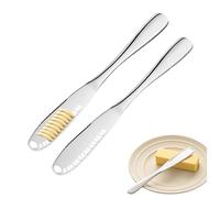 Yuannee Butter Knife,2PCS 3-In-1 Stainless Steel Butter Knives Spreader Cheese Curler and Micro Grater Slicer Easy Spread Kitchen Accessories for Cutting Spread Butters Cheese Peanut Butter Jam