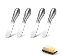 Yuannee Cheese Spreader Knives,4 PCS Butter Knives Set Small Stainless Steel Butter Knife Cheese Cocktail Palette Knife Spreader for Cheese Cold Butter Jam Pastry Making Silver