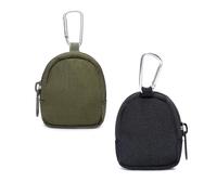 Yuannee Coin Purse Men,2PCS Round Coin Bag Hanging with Hook Mens Wallets Car Key Waist Case Earphone Pack Backpack Accessory Pouch for Anti-Lost Keys Jewelry and Coins(Black Green)
