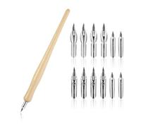 Yuannee Comic Dip Pen Set,11PCS Dip Pens with 1 Pen Holder and 10 Nibs Oblique Calligraphy Set Fluid Writer Pens Wooden Drawing Holder for Drawing Writing Lettering Signing and Sketch Cartoon
