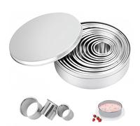 Yuannee Cookie Cutter,12 Pcs Stainless Steel Ring Cookie Cutters Set Round Cake Cutters Pastry with Aluminum Box Circle Cutter for Baking Biscuits Doughnut Fondant Cake Pastry Donut