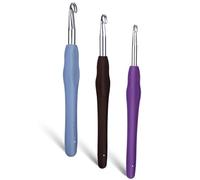 Yuannee Crochet Hooks,3 PCS Ergonomic Crochet Hooks Set with Soft Grip 5mm 6mm 7mm Multicolor Aluminum Smooth Knitting Needles Tools Kit Tulip Crochet Hooks for Beginners Adults Women