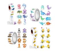 Yuannee Cute Animal Stickers,2000 Pcs 4 Rolls Self-Adhesive Sticky Rolls for Kids Reward Stickers for Children Scrapbooking Supplies Teacher Sticker for Classroom Ocean Animal Vehicle Sticker