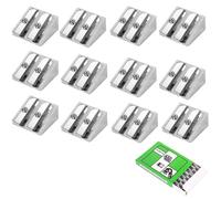 Yuannee Double Hole Metal Pencil Sharpener,12 PCS Handheld Mini Sharpener with Container for Coloured Eyebrow Lip Pencils Silver Alloy Sharpeners for School Home Office Use