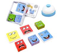 Yuannee Face Changing Cube Game,Face Changing Thinking Training Wooden Building Cube with Bell Expression Puzzle Building Blocks Montessori Educational Toys for Great Party Game