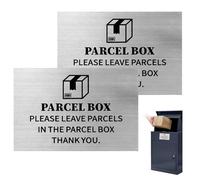 Yuannee Parcel Box Sign,2 PCS 15 * 10cm Please Leave Parcels Here Signs Stainless Steel Silver Self Adhesive Package Signage Weatherproof Sticker for Home Office Shop Indoor Outdoor Delivery Box