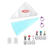 Yuannee Piping Bags and Nozzles Set,111 PCS Icing Piping Kit Reusable Pastry Bags Plastic Piping Bag for Icing Stainless Steel Tips Cake Decorating Tools for Cake Cupcake Dessert Cookies Decoration