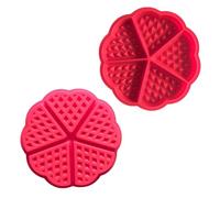 Yuannee Silicon Waffle Moulds,2PCS Waffle Maker Non-Stick Heart Muffin Mould 5 Selecto Bake Cavity Pancake Muffin Mold for Baking DIY Tools Cake Cookie Baking Decoration(Red)