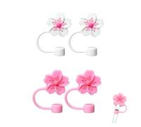 Yuannee Silicone Straw Covers,4 PCS Flower Straw Covers Replacement Silicone Cap Multi Color 10 MM Straw Cover Sap Cute Reusable Straw Leak Stopper Compatible with Stanley Cup