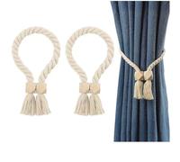 Yuannee Strong Magnetic Curtain Tiebacks,2 PCS Magnetic Curtain Tie Backs Wooden Ball Braided Rope Holdbacks with Strong Magnets Curtain Ties for Drapes for Thin Thick Home Office Window Draperies