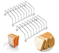 Yuannee Toast Rack,2PCS Stainless Steel Plated 8 Slice Breads Rack Toast Holder Bread Loaf Slice Rack Holder Rectangle Air Fryer Accessories for Kitchen Bakery DIY Handmake