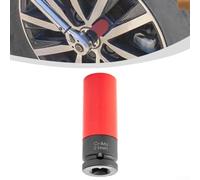 Yuanpgky 1/2 Inch Square Drive Lug Nut Socket with Protective Sleeves for Auto Wheels, 17mm 19mm 21mm Deep Socket Wrench for Wheel Service, Chrome (21mm)