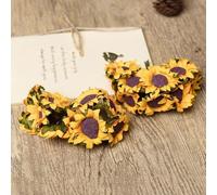 Yuanpgky 100PCS Handmade Sunflower Artificial Paper Flowers for DIY Wedding Party Home Decor, 3.5cm Diameter