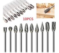 Yuanpgky 10pcs 3x6mm Carbide Rotary Burr Set Double Cut for Metalworking, Wood Carving, Jewelry Making and Deburring with 3mm Shank Diameter