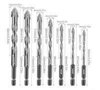 Yuanpgky 12 Pcs 3-12 mm Eccentric Drill Bit Set with 4 Flute Sawtooth Design for Wood Metal Glass, Carbide Material, 1/4 Inch Hex Shank, Compatible with Power Tools(Silver)