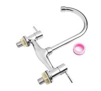 Yuanpgky 2 Hole Bridge Mixer Tap Kitchen Sink Dual Lever Kitchen Taps Mixer 360 Degree Swivel Spout Traditional Faucet