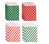 Yuanpgky 24 Pcs Christmas Candy Bags - Festive Red & Green Paper Treat Bags for Xmas Party, Sweets, Nuts, Snacks, Mini Presents(B)