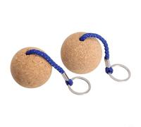 Yuanpgky 2x 50mm Floating Cork Ball Key Ring with Stainless Steel Rope for and Sailing Boat, Buoyant For EVA Float Keychain(Blue)