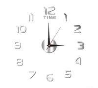 Yuanpgky 3D Mirror Large Wall Clock Modern DIY Sticker for Office Home Shop Decor with Acrylic and For EVA Foam Material 40cm Diameter Frameless Design For Easy Assembly(Silver)