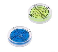 Yuanpgky 4-Piece 32 mm Round Acrylic Bubble Level for Measuring, .26 x 0.28 in, Yellow and Blue Liquid Fill, 20°-30° Accuracy, Professional Use in