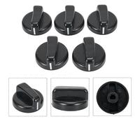 Yuanpgky 5PCS Gas Stove Control Knobs Replacement Set, Black Plastic Rotary Switch Cooker Hob Repair Accessories, 8mm Aperture, 4.3cm Diameter, Compatible with Most Gas