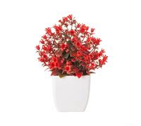 Yuanpgky 6-Piece Artificial Potted Flowers Set with Rustic Bow Decor, PE Plastic Faux Plants for Home and Office Decoration, 17x5cm Mini Arrangements
