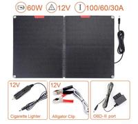 Yuanpgky 60W Foldable Solar Panel Kit with Controller for Outdoor Charging, RV and Camping Use, ETFE Material, 12V System with Clips and OBD II Port(D)