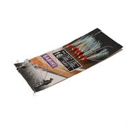 Yuanpgky 6pcs For Sabiki Soft Fishing Lure Rigs with 6 Hooks, Red Heads with White Foil Flash and Lumi Beads, for Mackerel and For Deep Sea Herring Fishing, Compatible with(16#)