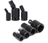 Yuanpgky 7-Piece Wrench Socket Adapter Set with Swivel Joint and Reducers in 1/4, 3/8, and 1/2 Inch Drive Sizes for Pneumatic and Electric Tools