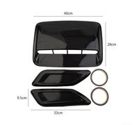 Yuanpgky ABS Plastic Decorative Hood Scoop Vent Cover Set for Car Bonnet - Center & Side Air Flow Covers in Glossy Black, No Drilling Required, For Easy Tape