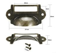 Yuanpgky Antique Brass Drawer Label Pull Cabinet Frame Handle with Screws for Jewelry Box and File Case, 70mm x 33mm Iron Card Holder Retro Style