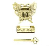 Yuanpgky Antique Butterfly Small Buckle Alloy Lock with Intricate Design for Wooden Boxes, Jewelry Cases and Decorative Applications - Gold Finish
