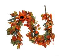 Yuanpgky Artificial Autumn Maple For Leaf Vine 180cm Orange Plastic Foliage for Halloween Thanksgiving Christmas Home Garden Seasonal Garland Decoration Indoor(1.8m (with Light))