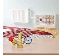 Yuanpgky Brass Boiler Safety Group Set with 6 Bar Pressure Relief Valve and Air Vent for Heating Systems, Includes Pressure Gauge for Closed Circuit Protection