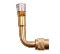 Yuanpgky Brass Tire Valve Extension Adapter with 45°/90°/135° Bend for Cars and Motorcycles - Fit Valve Stem Extender for Inflation Nozzle, Includes Cap and(Yellow 90)