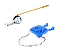 Yuanpgky Electroplated ABS Toilet Flush Handle and PVC Flapper Set Compatible with for Standard Toilets, Gold Aluminum Rod, Leak-Resistant Seal, Compatible with for Easy Installation(Blue)