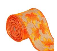 Yuanpgky Fall Thanksgiving Table Runner Autumn Wired Ribbon Autumn Harvest Overlock Ribbon For Crafting, Featuring Pumpkin Pattern And Stitched Edges For Durability(G)