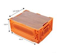 Yuanpgky Foldable Storage Box for Camping and Outdoor Use, Removable Wooden Top Panel, Thickened PP Material, Large Capacity with Slotted Handle, Compatible with(Orange)