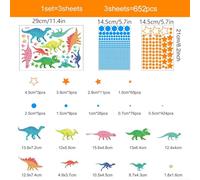 Yuanpgky - Glow-in-the-Dark Dinosaur Wall Stickers for Kids' Bedrooms - Removable PVC Decals with Fluorescent Star & Dino Designs, 11 x 8.2 in, Orange -