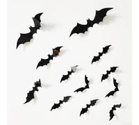 Yuanpgky Halloween Decoration Set with Fireplace Scarf, Spider Web Table Runner, Round Tablecloth, Bat Wall Stickers and Lampshade in Black Polyester for