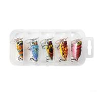 Yuanpgky Hard Bait Fishing Lure for Topwater Bass - Wobbler with 3D Eyes and Ringing Beads, Simulated Cicada Wings, Swinging Swim Action, Metal and Plastic