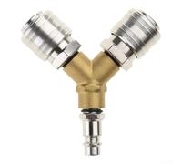 Yuanpgky Industrial Compressed Air Distributor 1/4 Inch with NW 7.2 Connector, Nickel-Plated Brass Pneumatic Quick Coupler for Air Compressor, Dual(Nickel Plating)