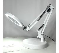 Yuanpgky LED Magnifying Lamp with 4.3-Inch Optical Glass Lens, 5 Color Modes & Dimmable Brightness, for Reading and Close-Up Work, Compatible with Desk or Clip(White B)