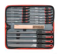 Yuanpgky Metal Hand File Set with 4 Large and 12 Needle Files, Rubber Handle for Metal Wood Plastic Glass Ceramic Leather, Includes Tool Bag for Workshop and Craft Use