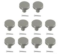 Yuanpgky Modern Round Single Hole Cabinet Handle for Drawers and Wardrobes - Space Aluminum Drawer Pull, 28 x 25 mm, Silver Finish, 4-Pack (UK Home Improvement(10PCS)