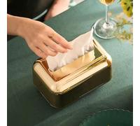 Yuanpgky Modern Tissue Box Holder for Kleenex and Standard Tissues, 18 x 12 x 11 cm, Plastic ABS Desktop Organizer with Non-Slip Base, Electroplated Gold Finish,